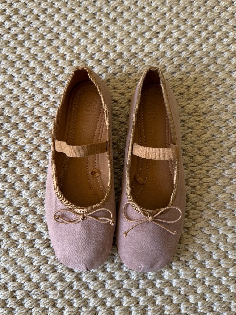 Zara Girls Blush Pink Mary Jane Ballet Flats with Bow size 29